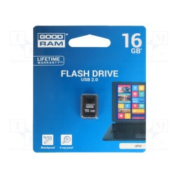1 pcs x GOODRAM - UPI2-0160K0R11 - Pendrive, USB 2.0, 16GB, R: 20MB/s, W: 5MB/s, black