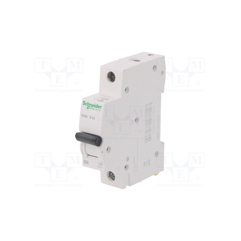 1 pcs x SCHNEIDER ELECTRIC - A9K01106 - Circuit breaker, 230/400VAC, Inom: 6A, Poles: 1, Charact: B, 6kA