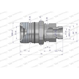 Hydraulic quick connector, socket M22x1 5 Warynski