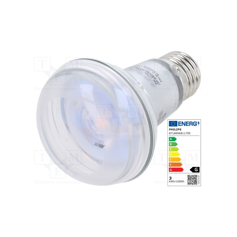 1 pcs x PHILIPS - 8718696811795 - LED lamp, warm white, E27, 230VAC, 210lm, P: 3W, 36°, 2700K