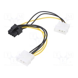 1 pcs x QOLTEC - 50433 - Cable: mains, Molex male x2,PCIe 8pin female, 0.15m, SATA III