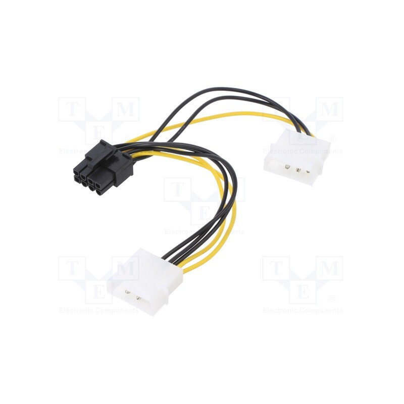 1 pcs x QOLTEC - 50433 - Cable: mains, Molex male x2,PCIe 8pin female, 0.15m, SATA III