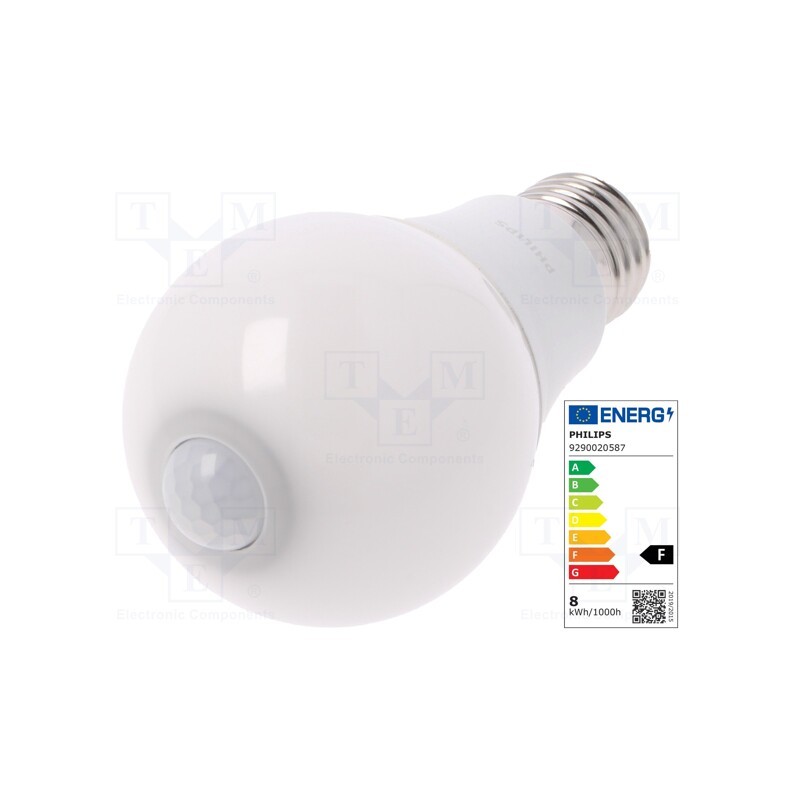 1 pcs x PHILIPS - 8718699782733 - LED lamp, warm white, E27, 230VAC, 806lm, P: 8W, 280°, 2700K