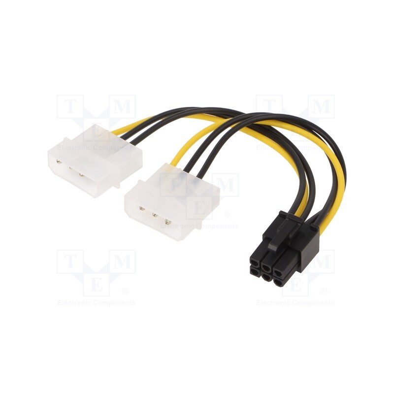 1 pcs x GEMBIRD - CC-PSU-6 - Cable: mains, Molex male x2,PCIe 6pin female, 0.15m, Cablexpert