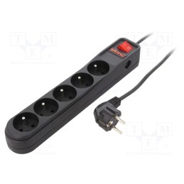 1 pcs x ARMAC - ARC5/15/CZ - Plug socket strip: protective, Sockets: 5, 250VAC, 10A, black