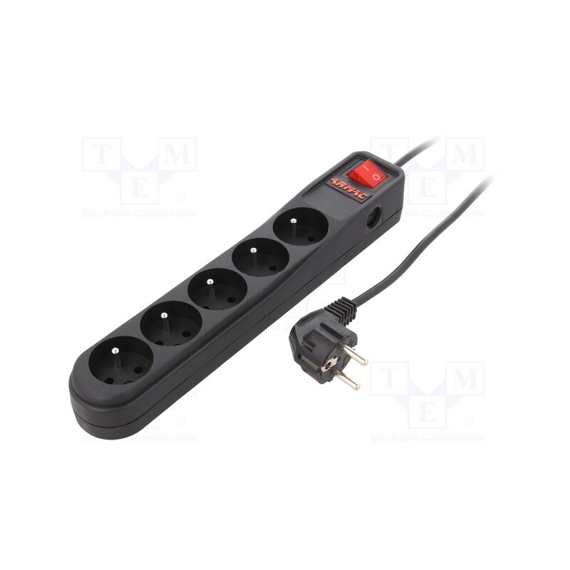 1 pcs x ARMAC - ARC5/15/CZ - Plug socket strip: protective, Sockets: 5, 250VAC, 10A, black