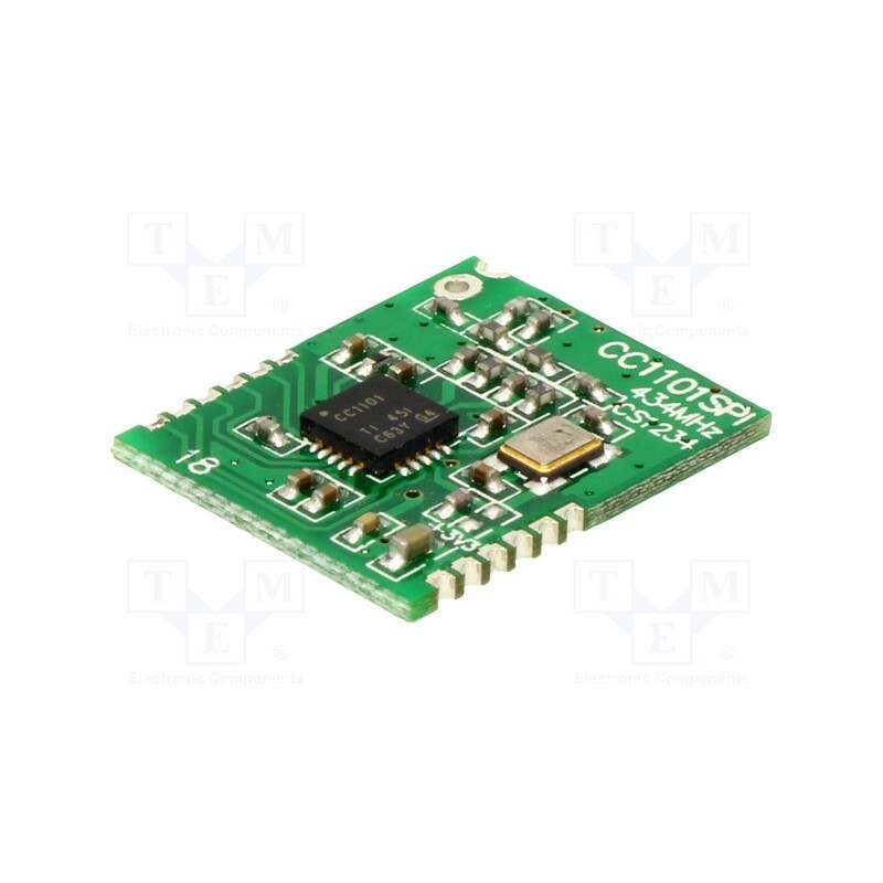 1 pcs x RADIOCONTROLLI - RC-CC1101-SPI-SMT-434 - Module: RF, 434MHz, SPI, -110dBm, 1.8÷3.6VDC, 10dBm, SMD, 15x18mm