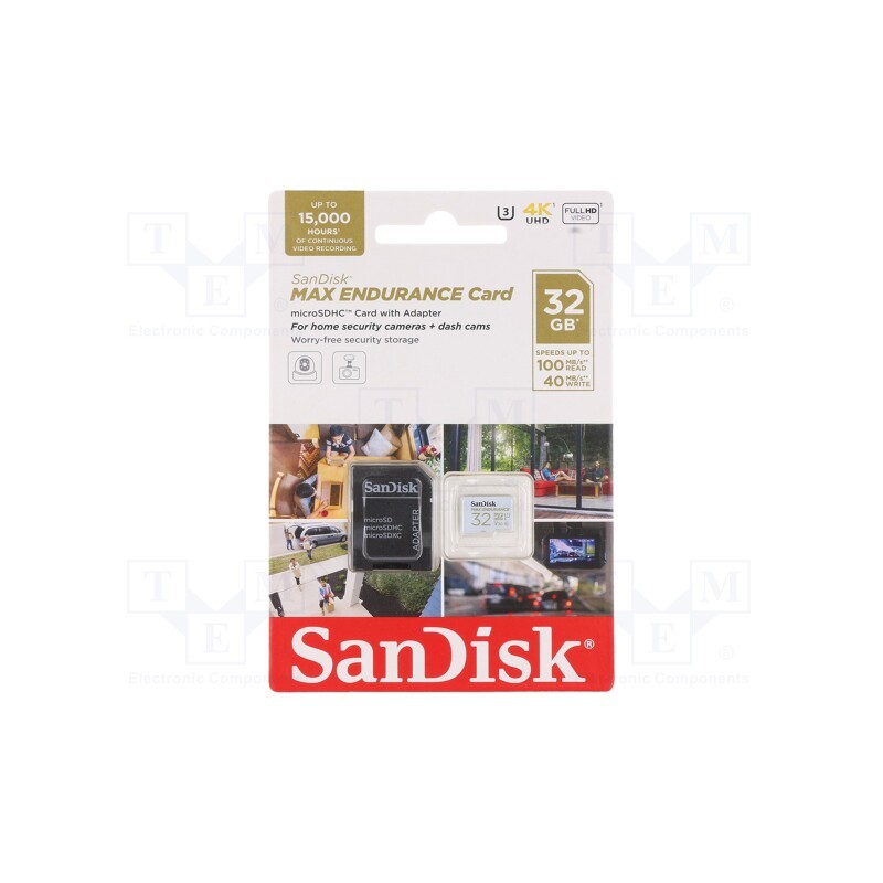 1 pcs x SANDISK - SDSQQVR-032G-GN6IA - Memory card, to video recorders, microSDHC, R: 100MB/s, W: 40MB/s