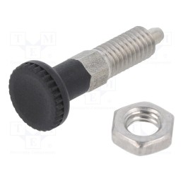 1 pcs x ELESA+GANTER - GN 717-3-M6-BK-NI - Indexing plungers, Thread: M6, 3mm, Mat: stainless steel