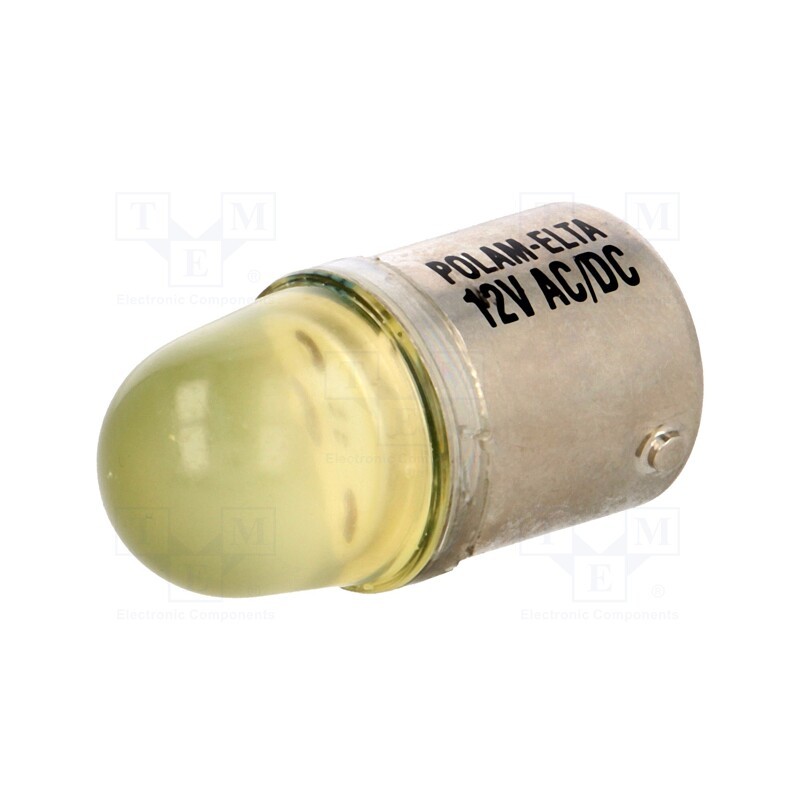 1 pcs x POLAM-ELTA - LY-BA15S-12AC/DC - LED lamp, yellow, BA15S, 12VDC, 12VAC