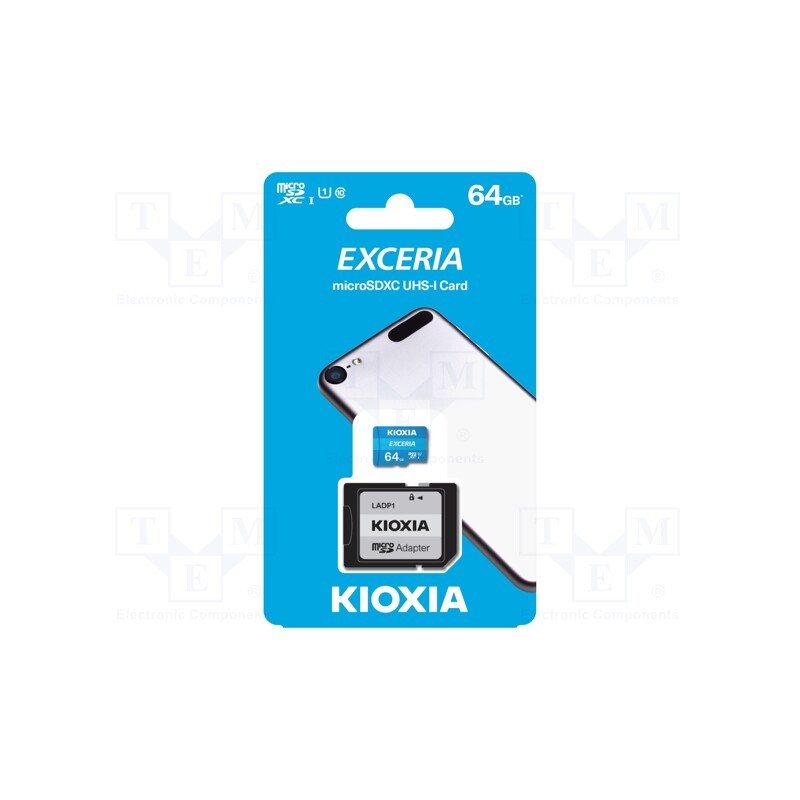 1 pcs x KIOXIA - LMEX1L064GG2 - Memory card, Android, microSDXC, R: 100MB/s, Class 10 UHS U1, 64GB