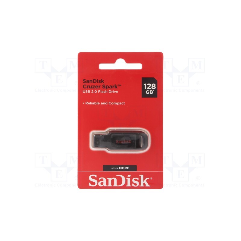 1 pcs x SANDISK - SDCZ61-128G-G35 - Pendrive, USB 2.0, 128GB, USB A, CRUZER SPARK, black
