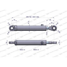 Double-sided hyd actuator tur 782 1282mm Warynski