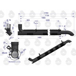 Muffler pipe set AL164277W John Deere Warynski