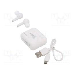 1 pcs x SAVIO - TWS-07 PRO - Wireless headphones with microphone, white, Features: with LED