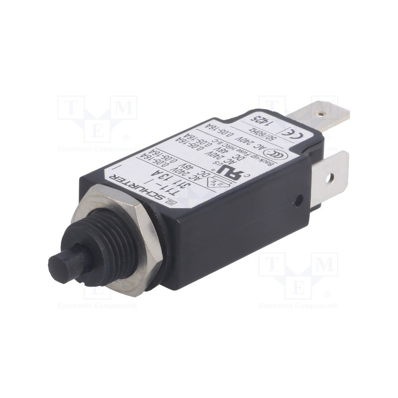 1 pcs x SCHURTER - 4400.0512 - Circuit breaker, Urated: 240VAC, 48VDC, 13A, SPST, Poles: 1, screw