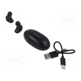 1 pcs x SAVIO - SAVSLTWS-10 - Wireless headphones with microphone, black, USB C, 20Hz÷20kHz