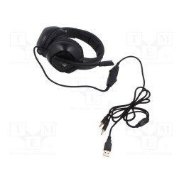 1 pcs x SAVIO - SAVGH-STRIKE - Headphones with microphone, black, Jack 3,5mm x2,USB A, 2m, 32Ω