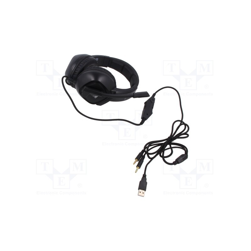 1 pcs x SAVIO - SAVGH-STRIKE - Headphones with microphone, black, Jack 3,5mm x2,USB A, 2m, 32Ω