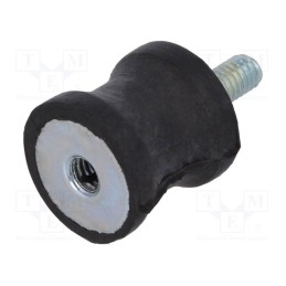 1 pcs x ELESA+GANTER - DVC.2-15-12-15-M4-10-55 - Vibration damper, M4, Ø: 15mm, rubber, L: 15mm, Thread len: 10mm