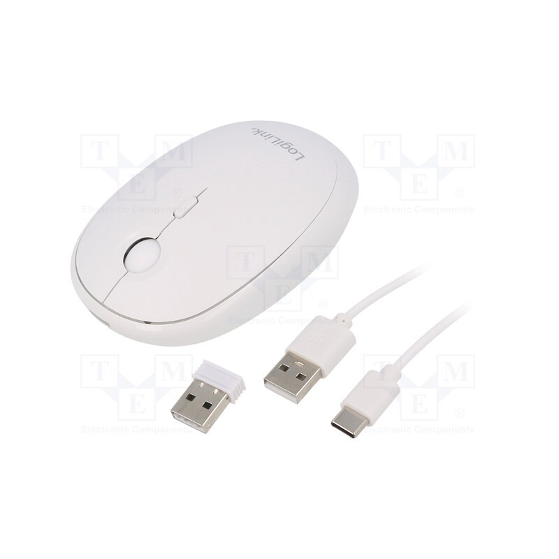 1 pcs x LOGILINK - ID0205 - Optical mouse, white, USB A, wireless,Bluetooth 4.0, 10m