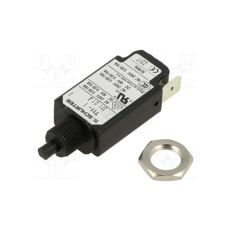 1 pcs x SCHURTER - 4400.0472 - Circuit breaker, Urated: 240VAC, 48VDC, 0.1A, SPST, Poles: 1, screw