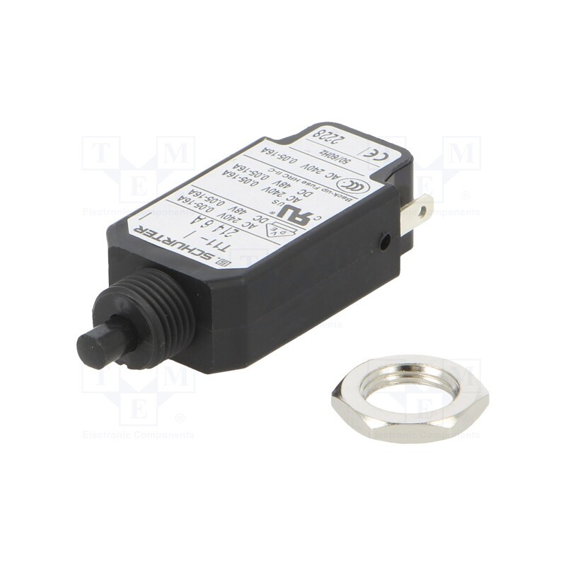 1 pcs x SCHURTER - 4400.0144 - Circuit breaker, Urated: 240VAC, 48VDC, 6A, SPST, screw, TZZ01, MCB