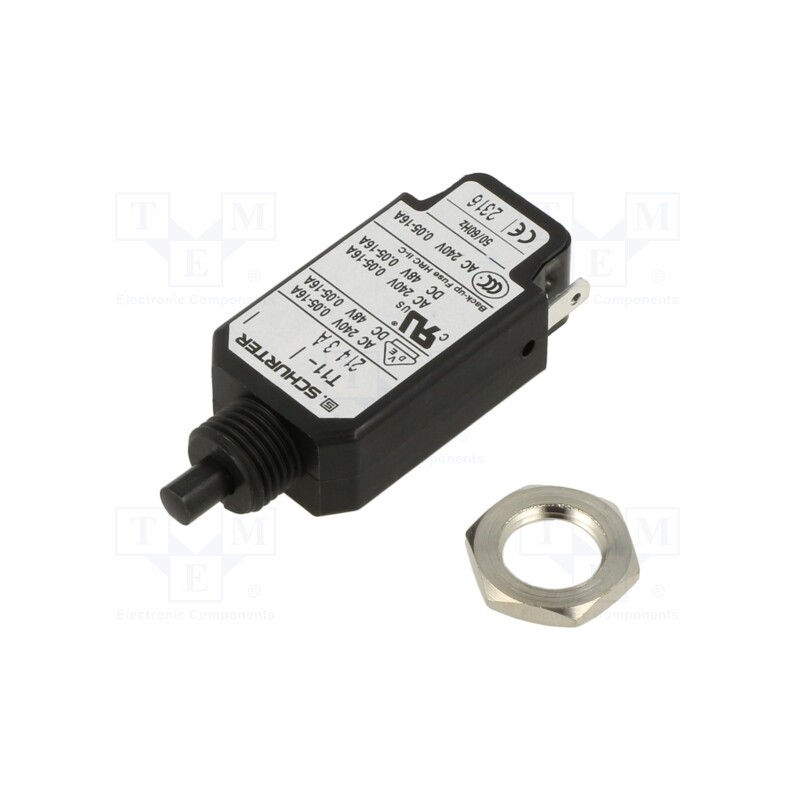 1 pcs x SCHURTER - 4400.0037 - Circuit breaker, Urated: 240VAC, 48VDC, 2A, SPST, screw, TZZ01, MCB