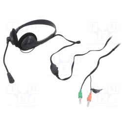1 pcs x LOGILINK - HS0052 - Headphones with microphone, black, Jack 3,5mm x2, 1.8m, 32Ω, 98dB