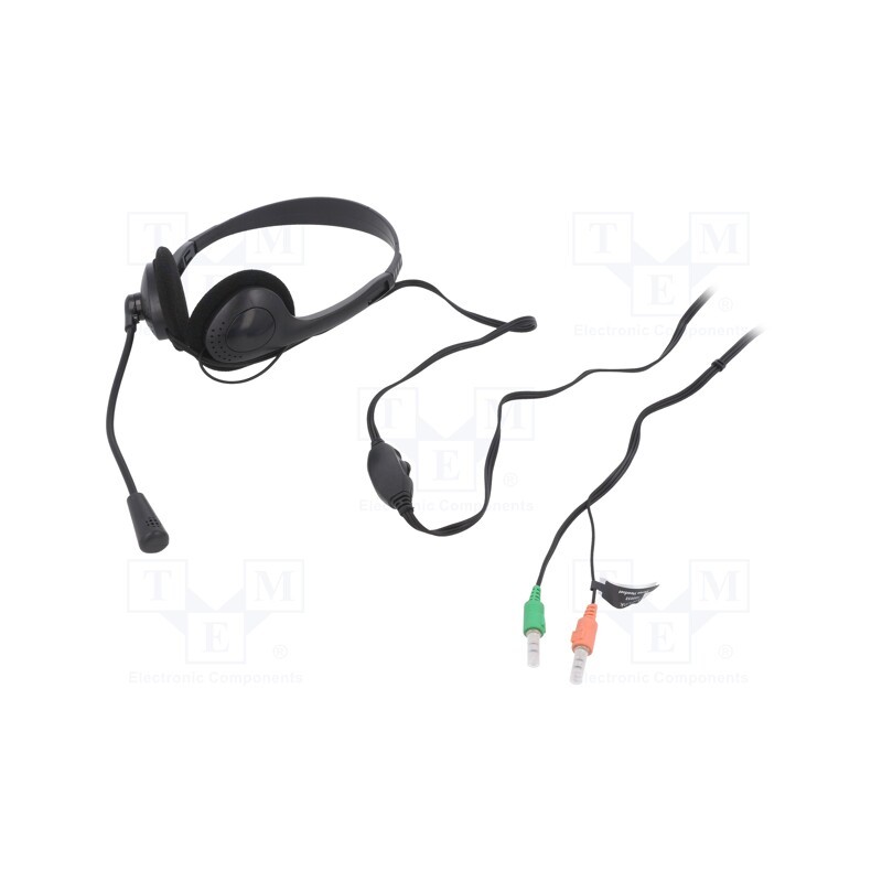 1 pcs x LOGILINK - HS0052 - Headphones with microphone, black, Jack 3,5mm x2, 1.8m, 32Ω, 98dB