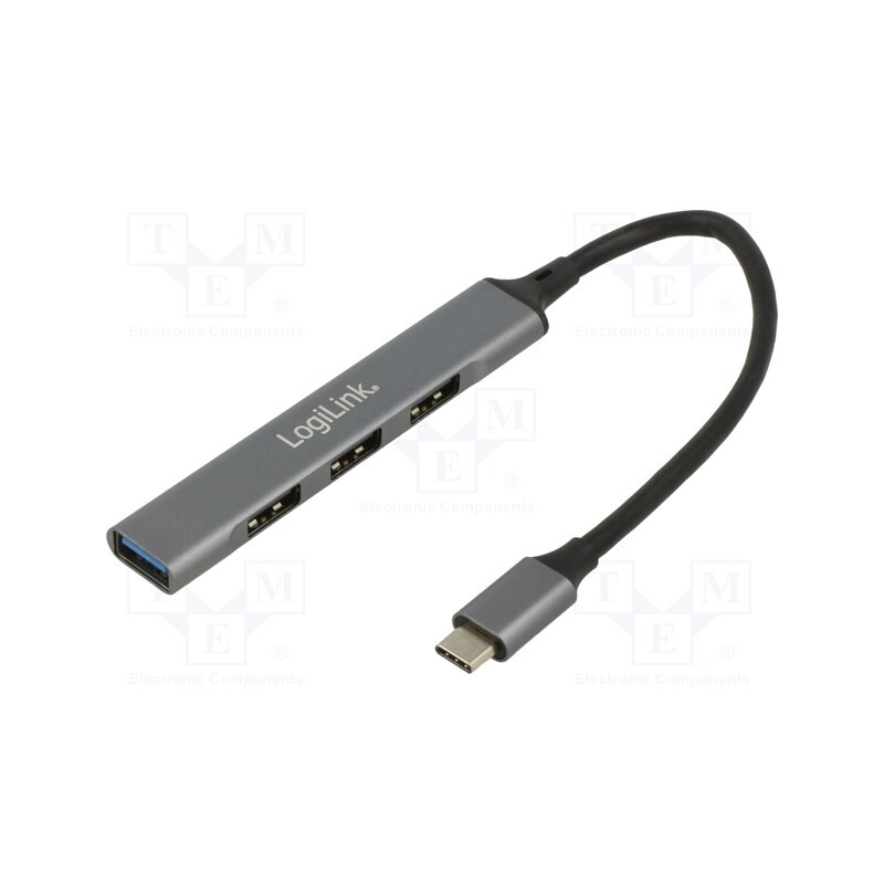 1 pcs x LOGILINK - UA0392 - Hub USB, USB A socket x4,USB C plug, USB 3.2, PnP, grey, 5Gbps