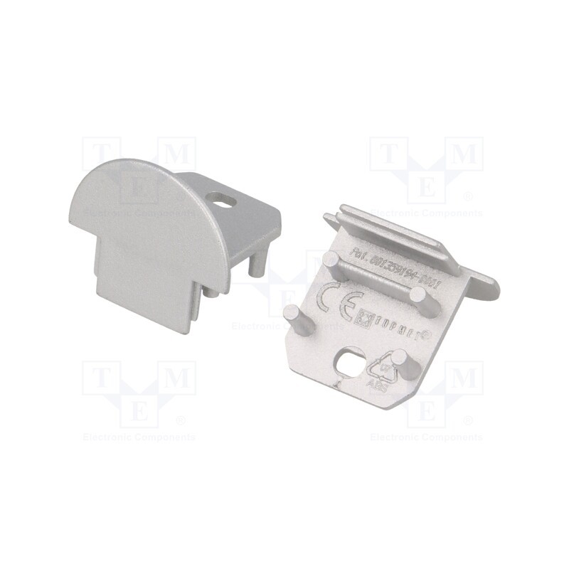 1 set x TOPMET - 96090040 -AS - Cap for LED profiles, silver, 2pcs, ABS, with hole, DEEP10