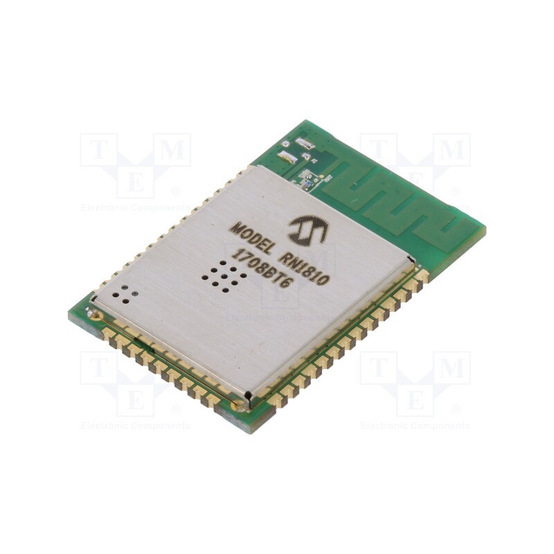 1 pcs x MICROCHIP TECHNOLOGY - RN1810-I/RM110 - Module: WiFi, IEEE 802.11b/g/n, UART, SMD, 27x18mm, 54Mbps