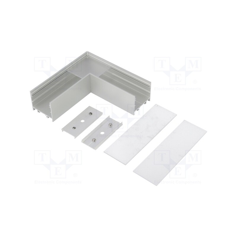 1 set x TOPMET - V4670020S - Connector 90°, silver, aluminium, anodized, VARIO30-02