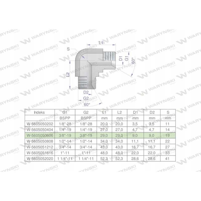 Hydraulic elbow inch bb 3 8 bsp xw