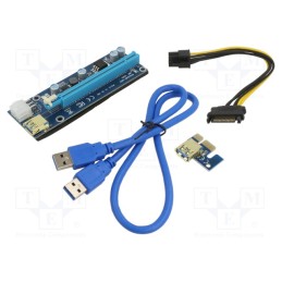 1 pcs x QOLTEC - 55507 - Riser, USB 3.0, blue, Application: Bitcoin Miner, 600mm