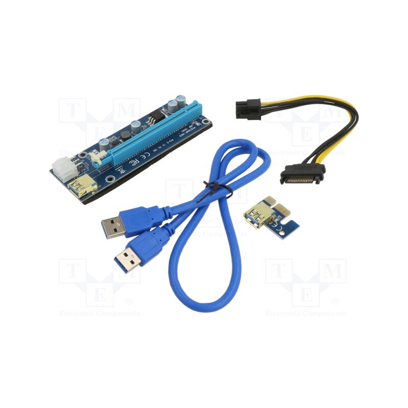 1 pcs x QOLTEC - 55507 - Riser, USB 3.0, blue, Application: Bitcoin Miner, 600mm