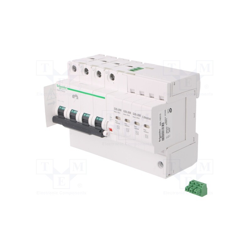 1 pcs x SCHNEIDER ELECTRIC - A9L16297 - Surge arrestor, Type 2, Poles: 3+N, for DIN rail mounting, IP20