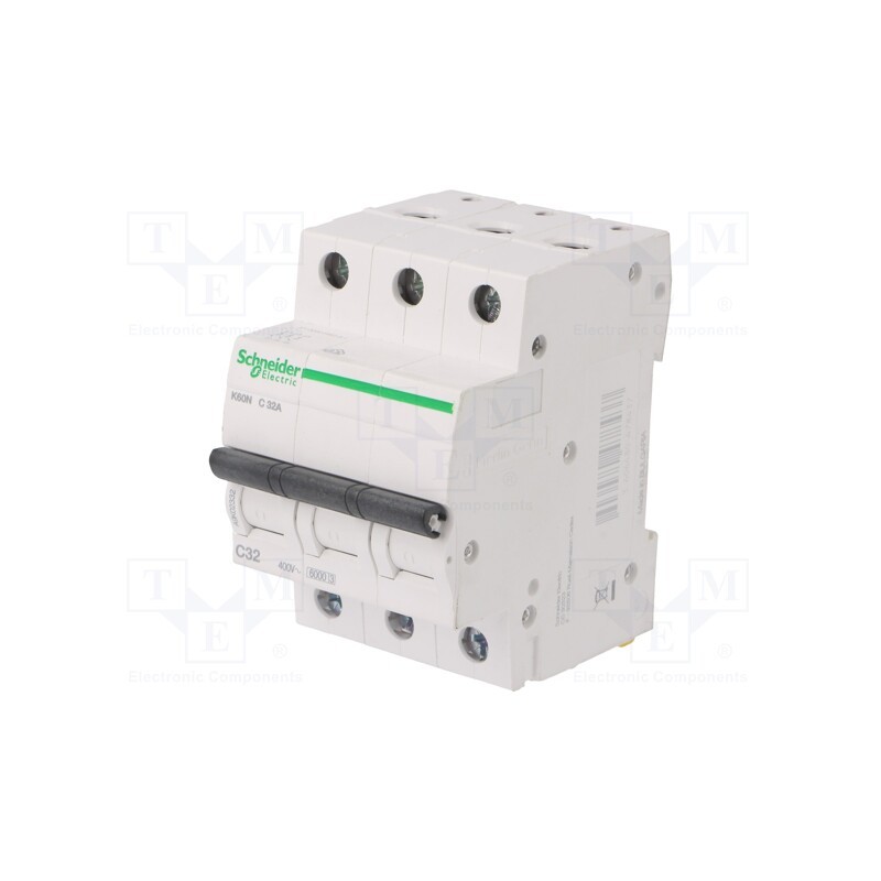 1 pcs x SCHNEIDER ELECTRIC - A9K02332 - Circuit breaker, 230/400VAC, Inom: 32A, Poles: 3, Charact: C, 6kA
