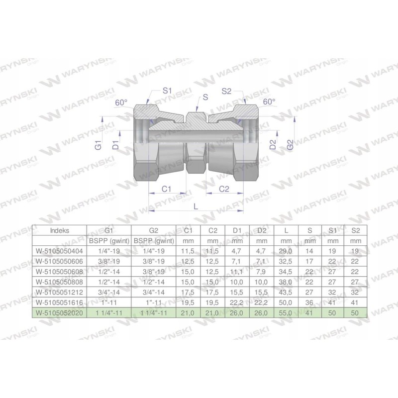 Inch hydraulic connector aa 1 1 4 bsp var
