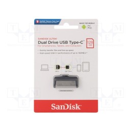 1 pcs x SANDISK - SDDDC2-128G-G46 - Pendrive, OTG,USB 3.1, 128GB, R: 150MB/s, USB A,USB C