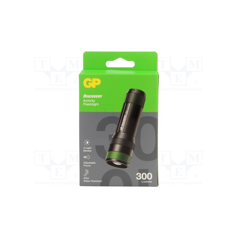 1 set x GP - C32B-2B1 - Torch: LED, 80lm,300lm, Ø32x108mm, black, IPX4, DISCOVERY