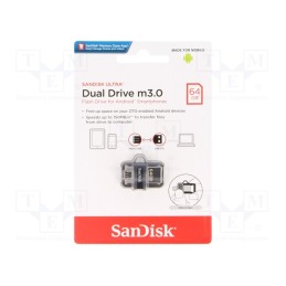 1 pcs x SANDISK - SDDD3-064G-G46 - Pendrive, OTG,USB 3.0, 64GB, R: 150MB/s, USB A,USB B micro