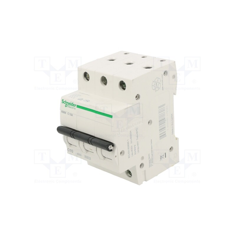 1 pcs x SCHNEIDER ELECTRIC - A9K02310 - Circuit breaker, 230/400VAC, Inom: 10A, Poles: 3, Charact: C, 6kA