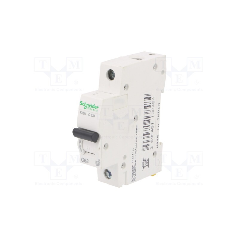 1 pcs x SCHNEIDER ELECTRIC - A9K02163 - Circuit breaker, 230/400VAC, Inom: 63A, Poles: 1, Charact: C, 6kA