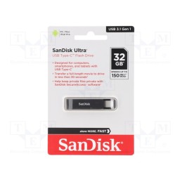 1 pcs x SANDISK - SDCZ460-032G-G46 - Pendrive, USB 3.1, 32GB, R: 150MB/s, USB C, ULTRA USB