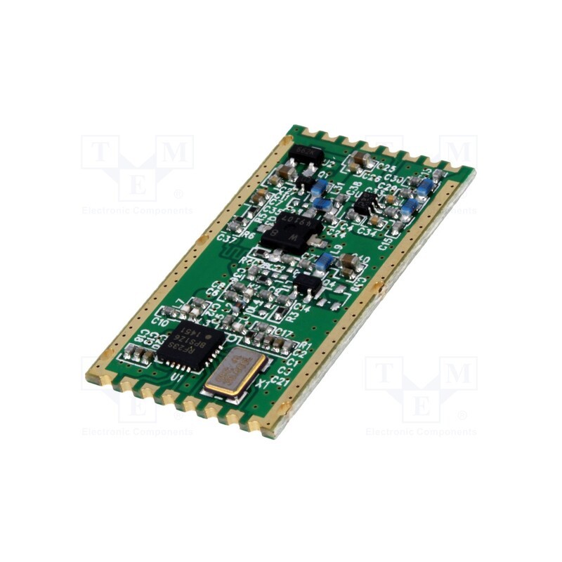 1 pcs x HOPE MICROELECTRONICS - RFM23BP-433S2 - Module: RF, FM transceiver, FSK, 433.92MHz, SPI, -120dBm, 3.3÷6VDC
