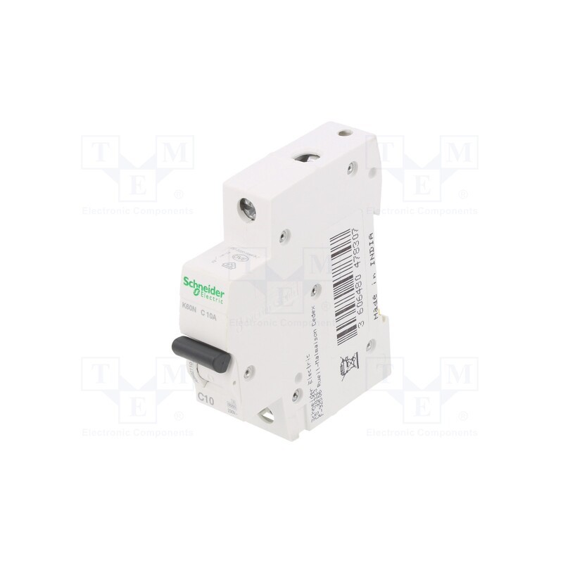 1 pcs x SCHNEIDER ELECTRIC - A9K02110 - Circuit breaker, 230/400VAC, Inom: 10A, Poles: 1, Charact: C, 6kA