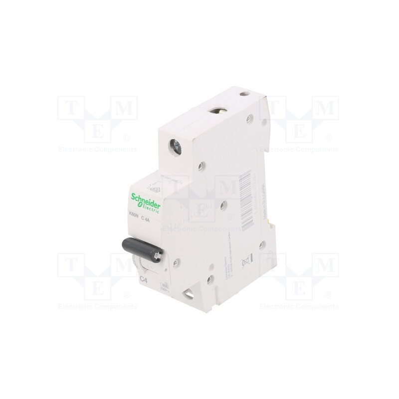 1 pcs x SCHNEIDER ELECTRIC - A9K02104 - Circuit breaker, 230/400VAC, Inom: 4A, Poles: 1, Charact: C, 6kA