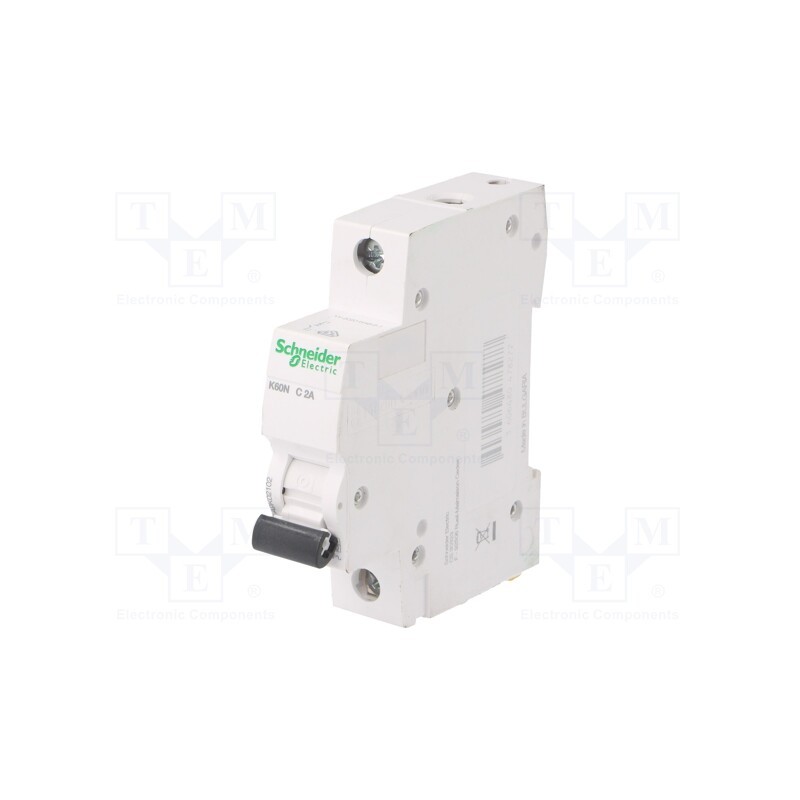 1 pcs x SCHNEIDER ELECTRIC - A9K02102 - Circuit breaker, 230/400VAC, Inom: 2A, Poles: 1, Charact: C, 6kA